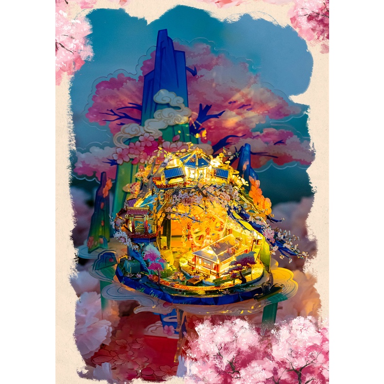 Mô hình lắp ghép kim loại 3d Đào hoa nguyên ký