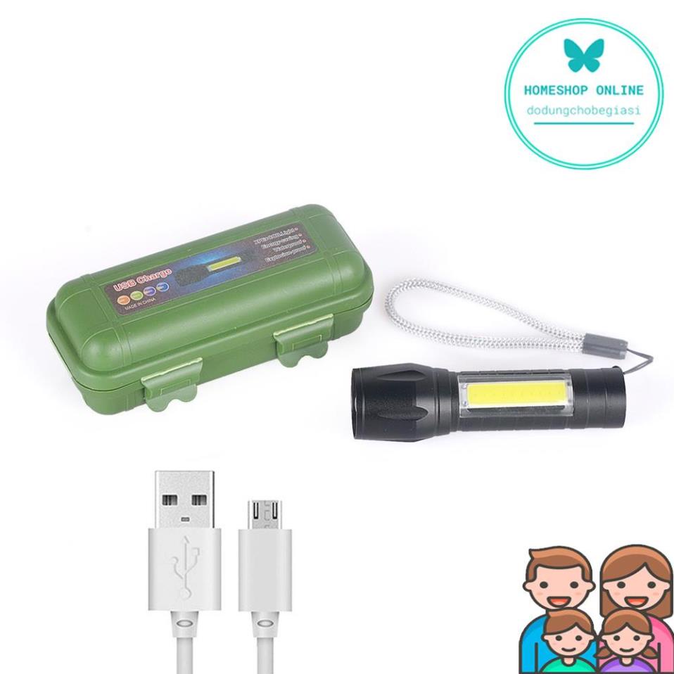 Đèn pin mini bỏ túi T1 siêu sáng có thể sạc lại, hàng cao cấp, có zoom
