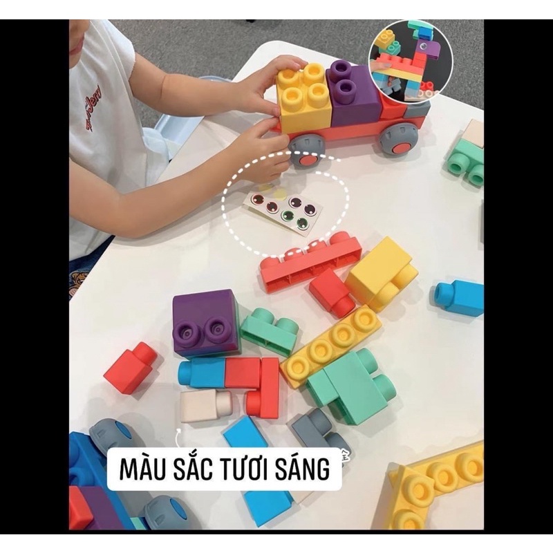 Lego Nhựa Dẻo Nhiều Màu Sắc, An Toàn Cho Các Bé 50, 80 Chi Tiết Kèm Hộp