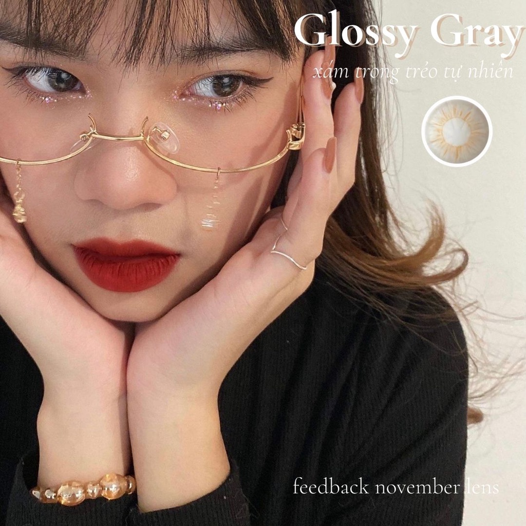 Kính áp tròng Glossy Moon Gray màu xám trong trẻo nhẹ nhàng