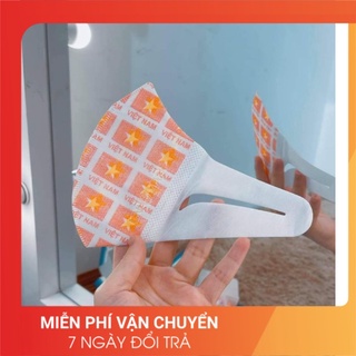 Hộp 50 chiếc khẩu trang y tế họa tiết cờ đỏ sao vàng Việt Nam Tv.mart hàng chuẩn