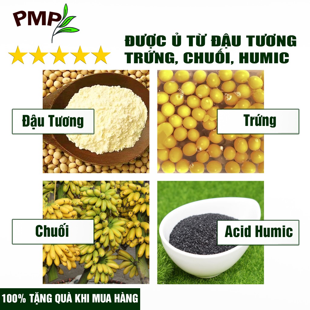 Combo 2 Chai Phân SOYMIC V PMP Siêu Phân Bón Ủ Vi Sinh Từ Đậu Nành, Trứng, Chuối, Humic, Vi Lượng Cho Rau Sạch