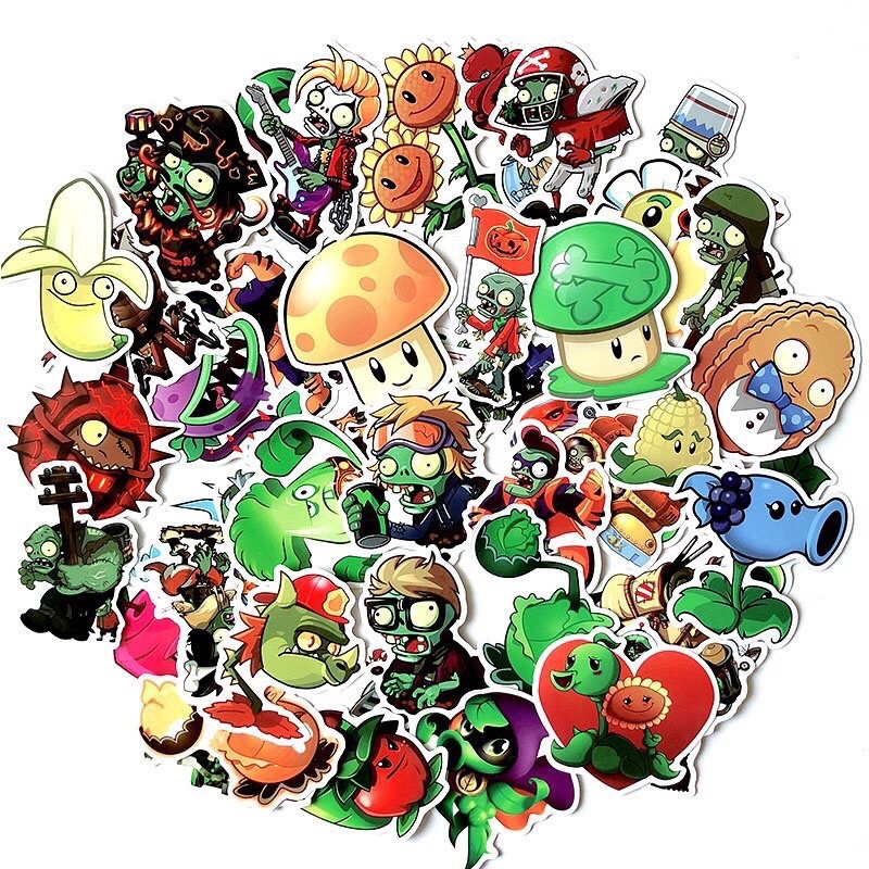 Sticker Plant vs zombies 30-50 cái kháchau ép lụa/ hình dán Plant vs zombies