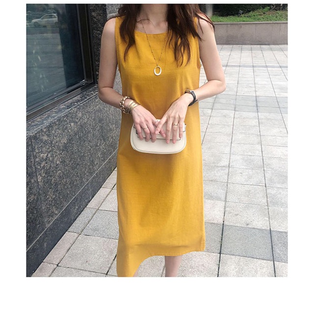 Đầm suông linen bột