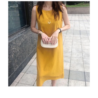 Đầm suông linen bột[sát nách+ dáng suông dài+đi biển]