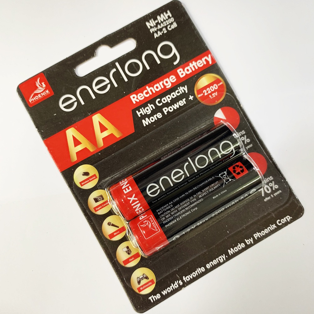 Pin sạc tiểu AA cho micro, máy ảnh Enerlong 2200mAh, Pin sac cho mic không dây cao cấp nhập khẩu chính hãng