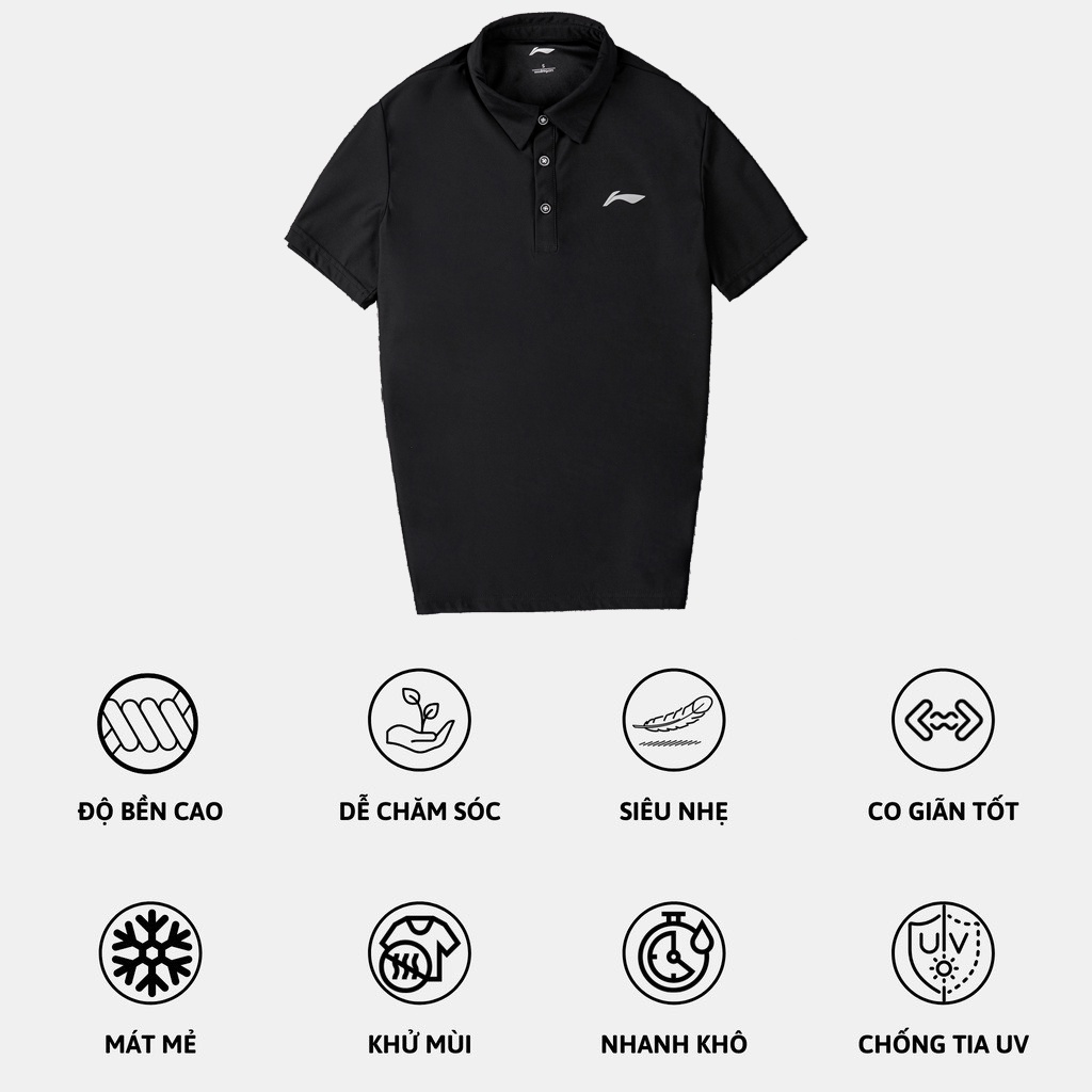 Áo thể thao polo Li-ning APLR099 tay ngắn cổ bẻ co giãn 4 chiều chống tia UV