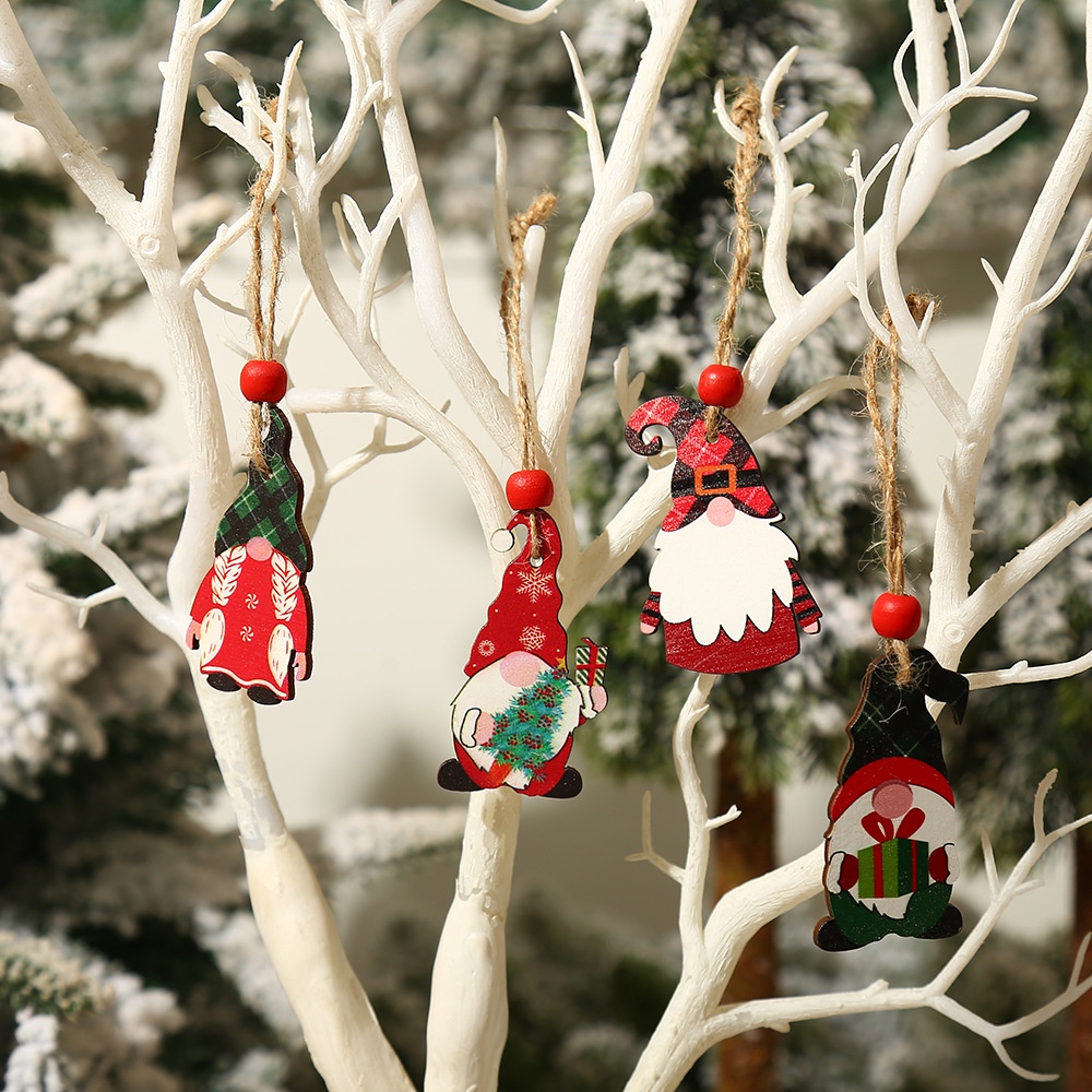 Set 12 Phụ Kiện Treo Trang Trí Cây Thông Noel Bằng Gỗ Dễ Thương