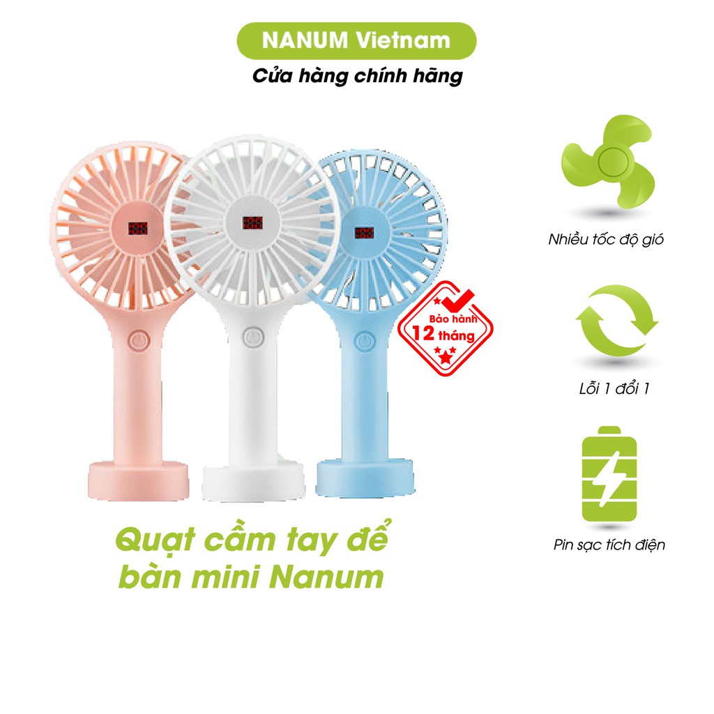 Quạt cầm tay để bàn mini Nanum Pin 2,000mAh, quạt mini hoạt động lên đến 7h, động cơ lõi đồng - NANUM BF027B