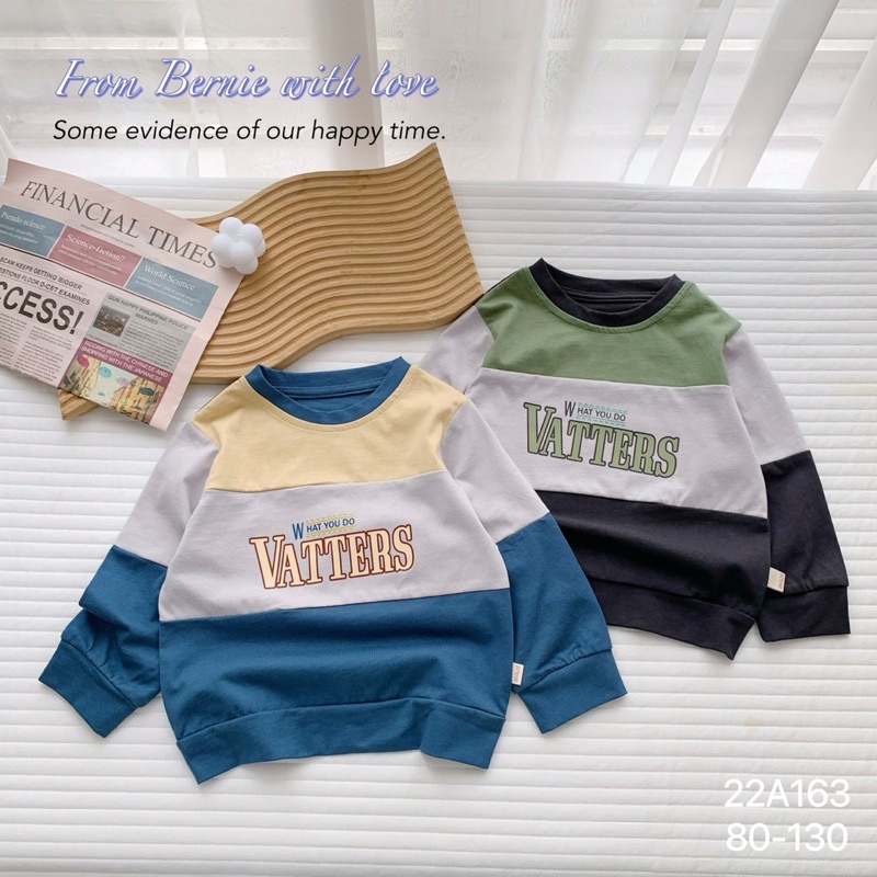 Áo bé trai Bernie thu phối màu watters chất cotton cho bé từ 9-22kg-22A163