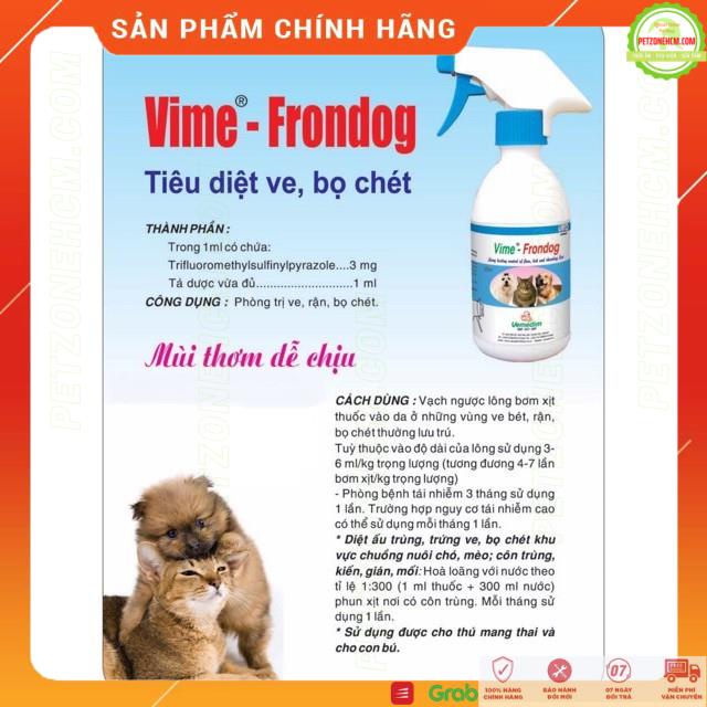 Diệt ve chó mèo 🔥 FREESHIP 🔥 Vime Frondog 250ml diệt ve bọ chét dạng xịt cho chó mèo hiệu quả tức thì | PetZoneHCM