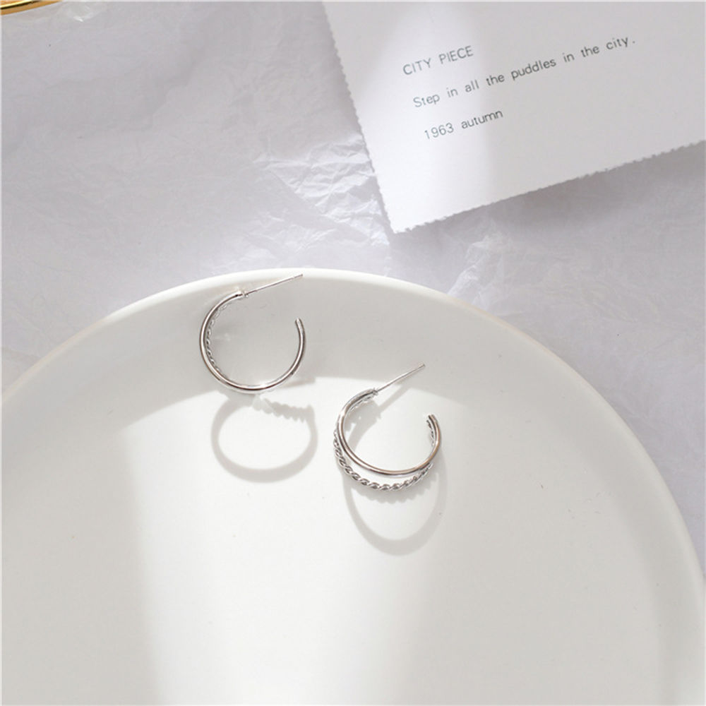 Bông tai hình chữ C S925 thời trang hàn quốc dành cho nữ  Yanqueens Đồ trang sức Quà tặng