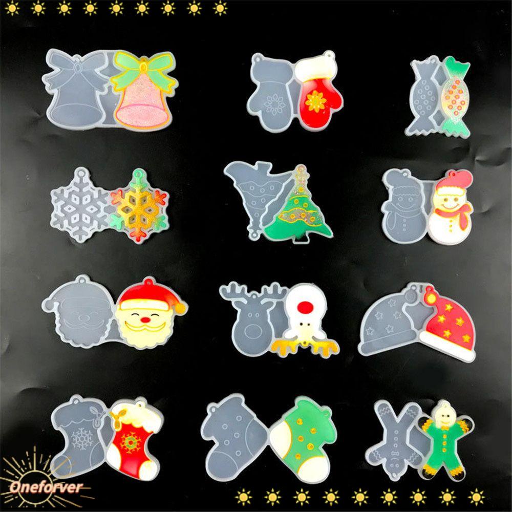 Khuôn Silicone Làm Bông Tai Thủ Công Hình Ông Già Noel Tuần Lộc Giáng Sinh