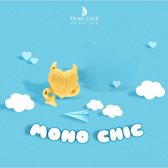 PRIMA Bông Tai Vàng 24K - BST Mono Chic - Trái tim nghịch ngợm (1 chiếc) - 111E3763