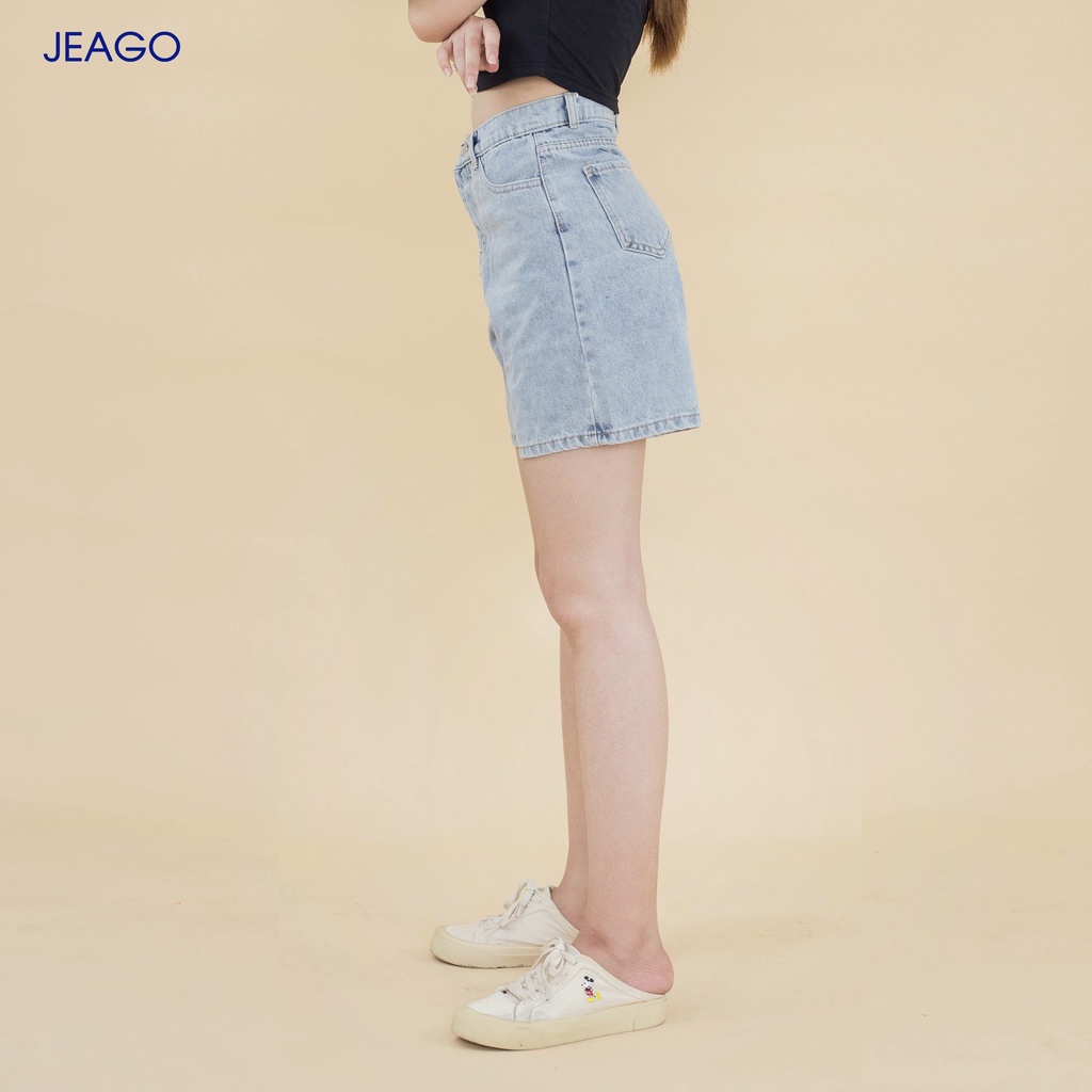 Quần Short Jean Nữ Xanh Màu Nhạt JEAGO_M217