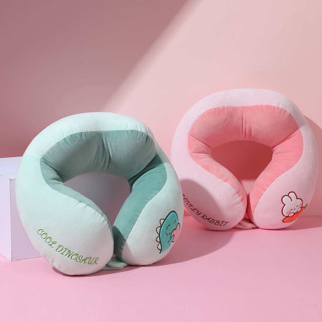 Gối kê cổ chữ U hình thú con Miniso chính hãng màu pastel mềm mại chống mỏi vai gáy