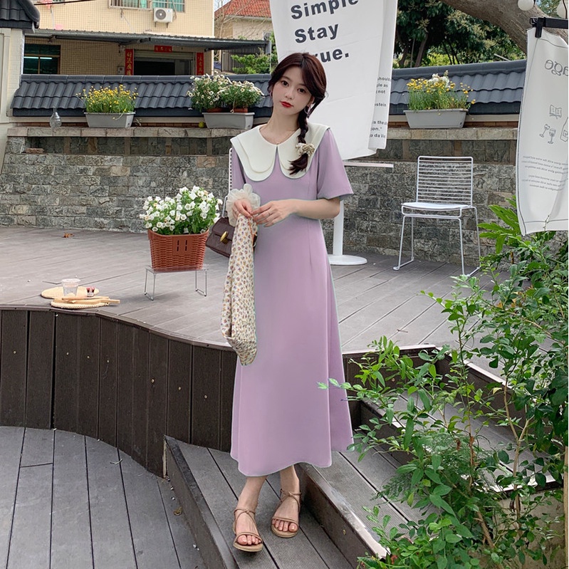 【Hana and Alice】Cá Tính Cổ áo búp bê thịnh hành Váy chữ A cho bé gái