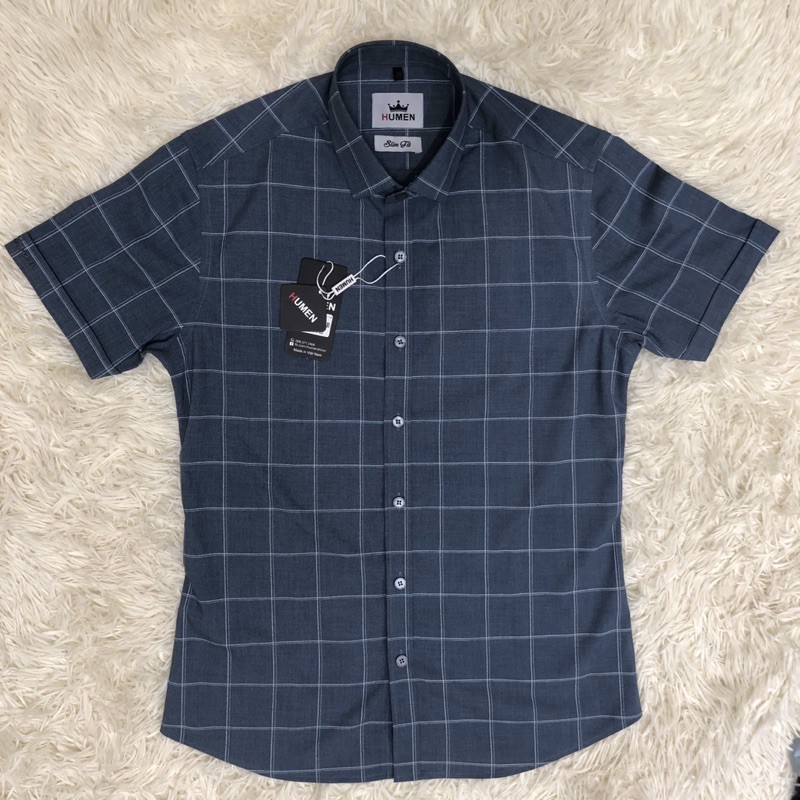 Sơ Mi Ngắn Tay Kẻ Humen-Chống Nhăn,Chống Xù,Chất Mềm Mát-100% Ảnh Thật | BigBuy360 - bigbuy360.vn