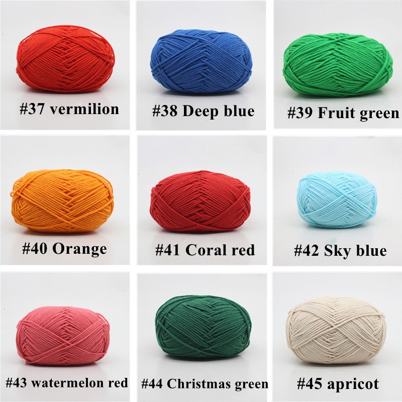 Bộ 10 Cuộn Len Sợi Cotton Sữa 4ply 500g