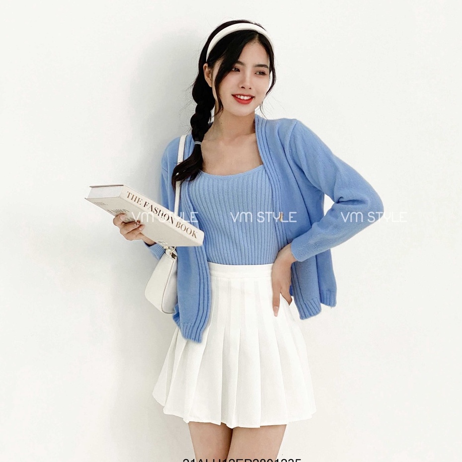 Set áo khoác len cardigan 1 nút viền gân + áo 2 dây len gân thời trang nữ ulzzang Hàn Quốc Fmstyle Saigon 21ALU11IA2401 | BigBuy360 - bigbuy360.vn