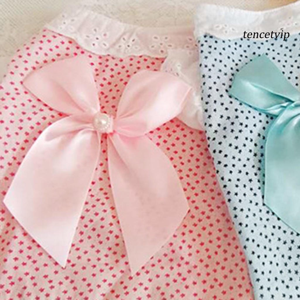 Đầm Cotton Phối Bèo Đính Nơ Thời Trang Mùa Hè Cho Thú Cưng