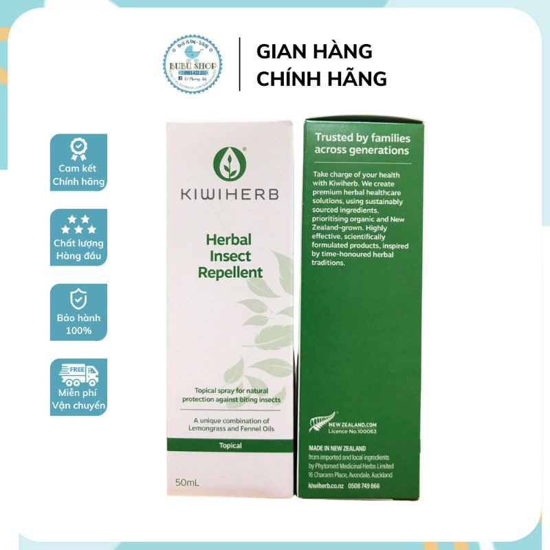 XỊT CHỐNG MUỖI VÀ CÔN TRÙNG KIWIHERB 50ML DÙNG CHO BÉ TỪ SƠ SINH
