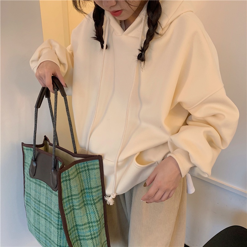 Áo hoodie dài tay cỡ lớn phối nhung dễ thương 47315 | BigBuy360 - bigbuy360.vn