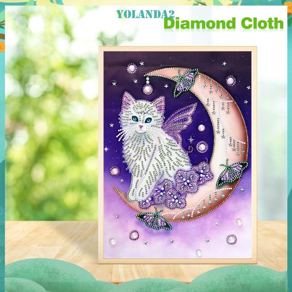 Bộ Tranh Đính Đá 5d Tự Làm Hình Chú Mèo Đáng Yêu