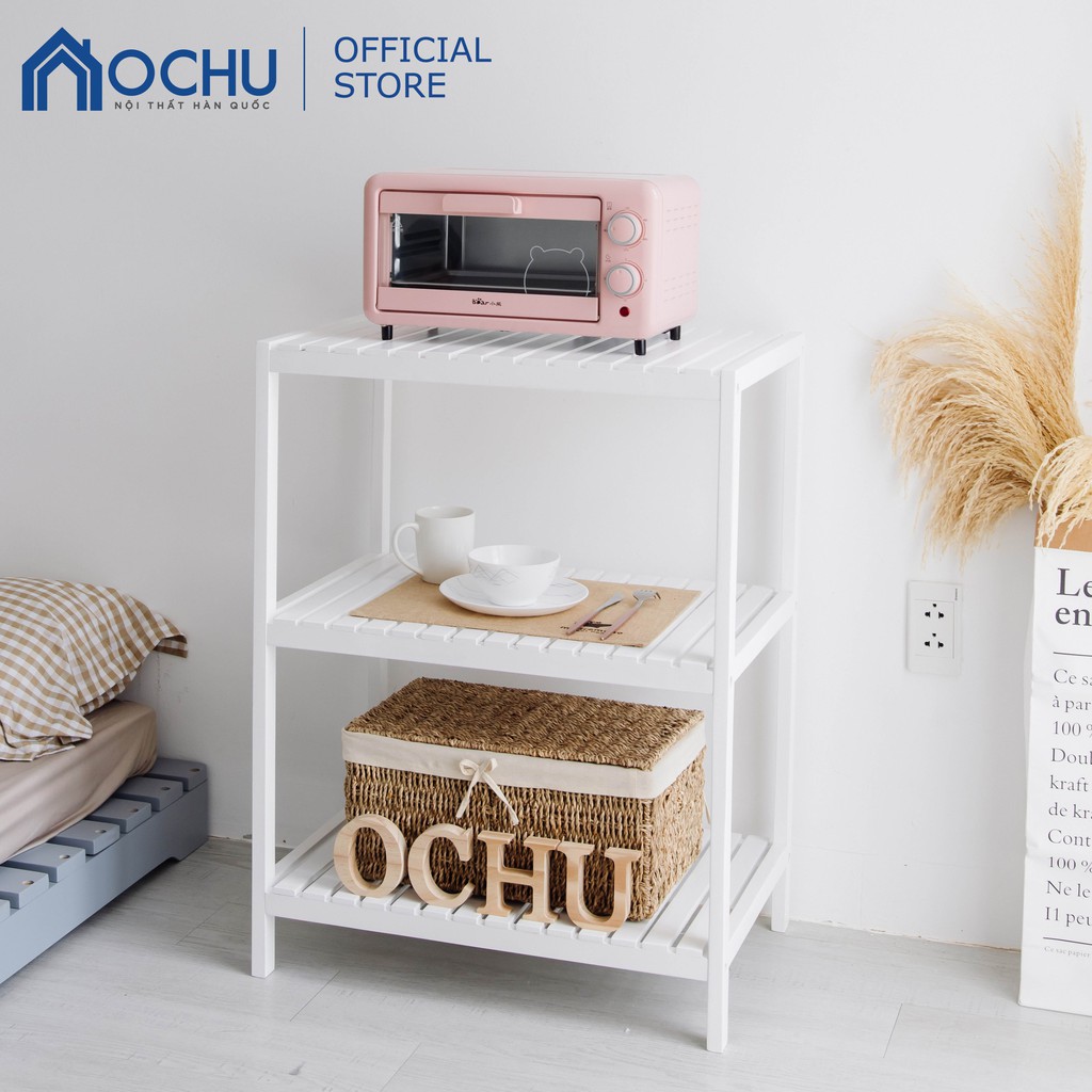 Kệ Lò Vi Sóng Khung Gỗ 3 Tầng OCHU - Oven Shelf 3F - White