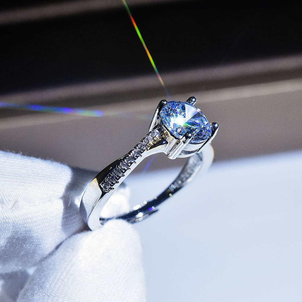 Nhẫn hở đính đá sáng tạo pt950