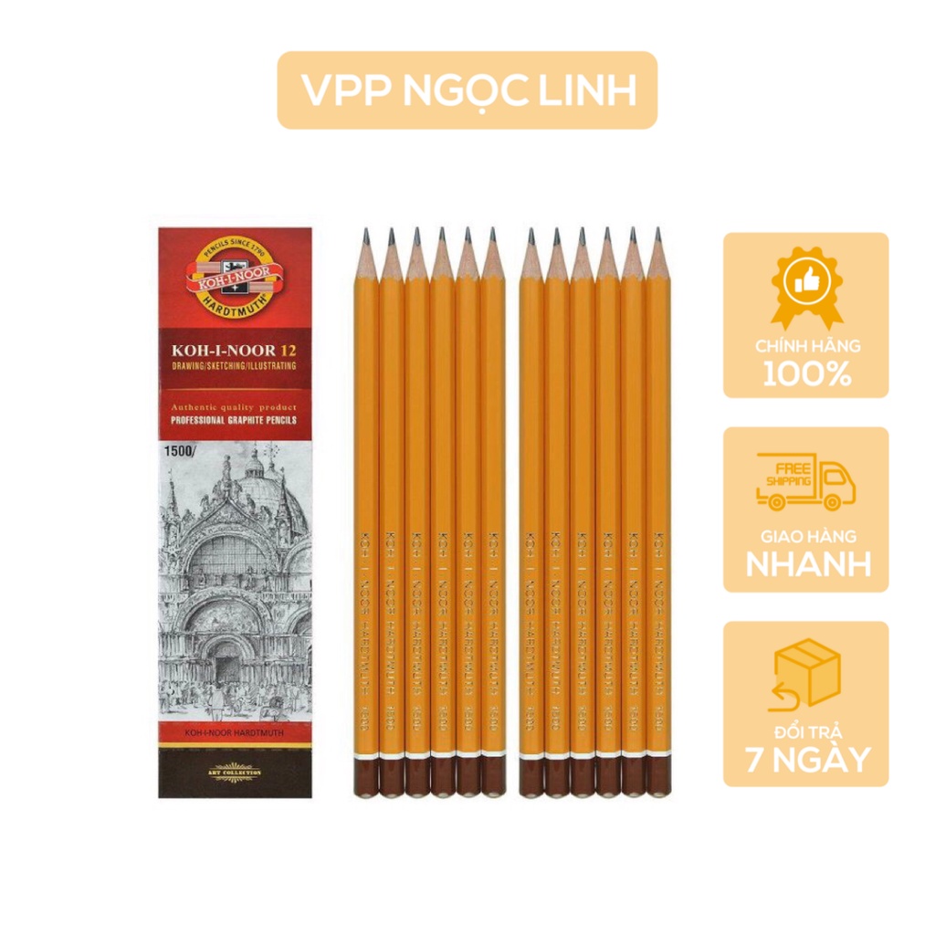 Combo 12 cây Chì Tiệp KOH-I-NOOR 1500 chì vẽ chuyên nghiệp vẽ phác thảo ký hoạ