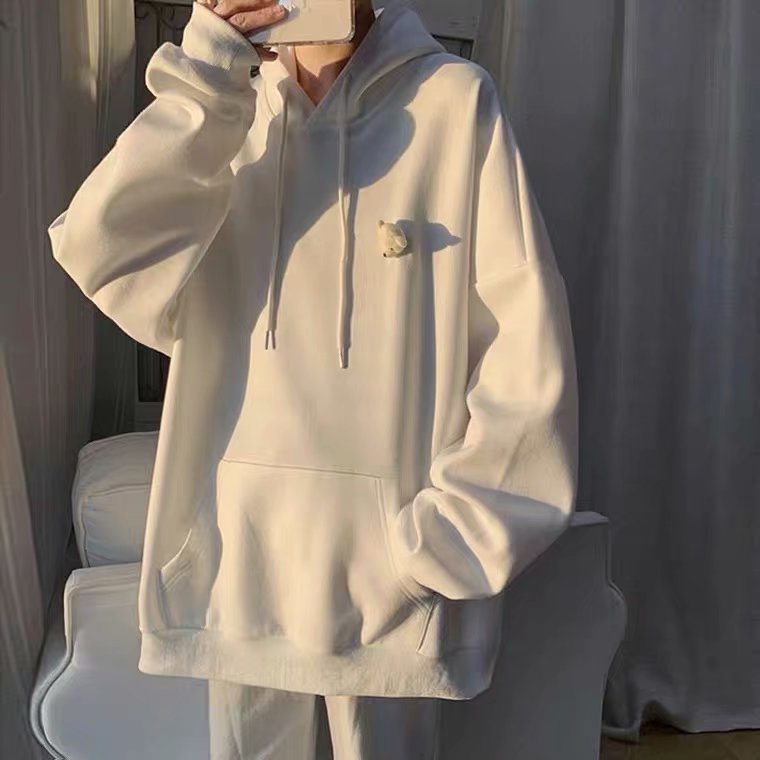 Áo hoodie dáng rộng thường ngày phối hình đầu chú gấu cỡ M-5XL 4 màu tùy chọn cho nam