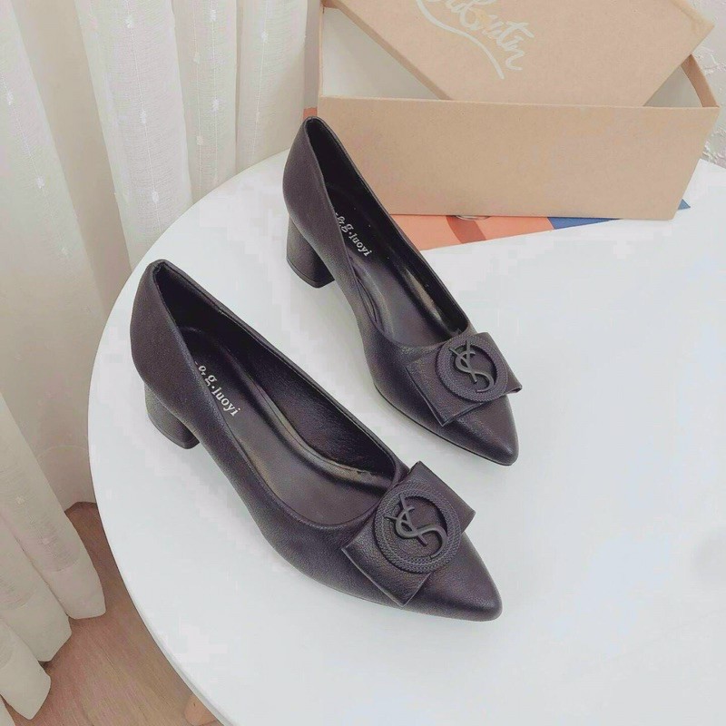 Giày nữ mũi nhọn gót vuông 5cm da mềm đi chắc chân,giày xinh vnxk(đủ các mẫu nơ) | WebRaoVat - webraovat.net.vn