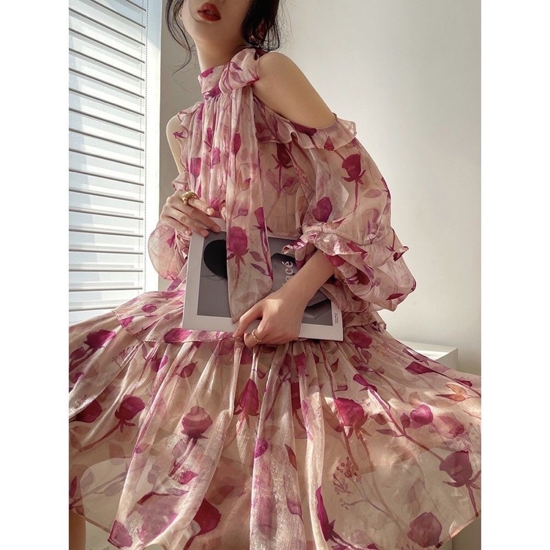 ĐẦM XOÈ HỞ VAI TAY BỒNG