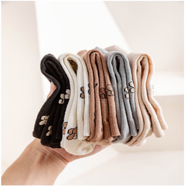 Tất nữ cao cổ hàn quốc set 5 vớ gấu đẹp cổ cao giá rẻ chất liệu co dãn bốn chiều siêu cao cấp TC10