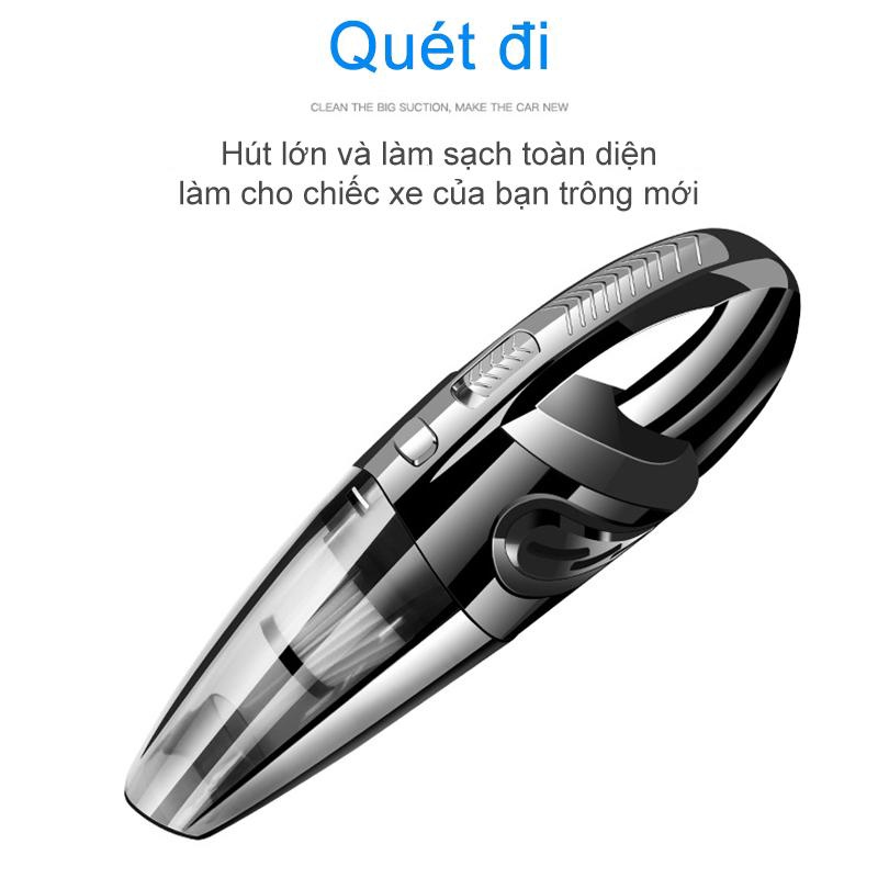 Máy hút bụi, Máy hút bụi cầm tay không dây ô tô sử dụng động cơ kép công suất lớn, nhỏ gọn, tiện lợi, freeship