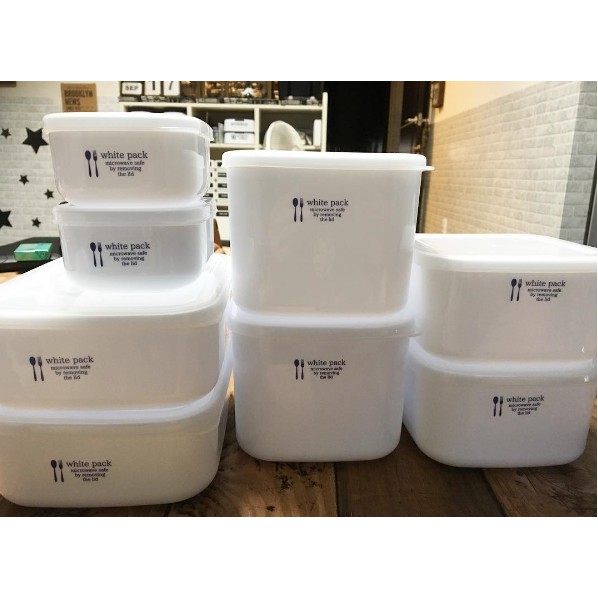 Set 2 hộp nhựa 280ml kèm nắp đậy đựng thực phẩm , ăn dặm White pack - Made in Japan - KBN 51609