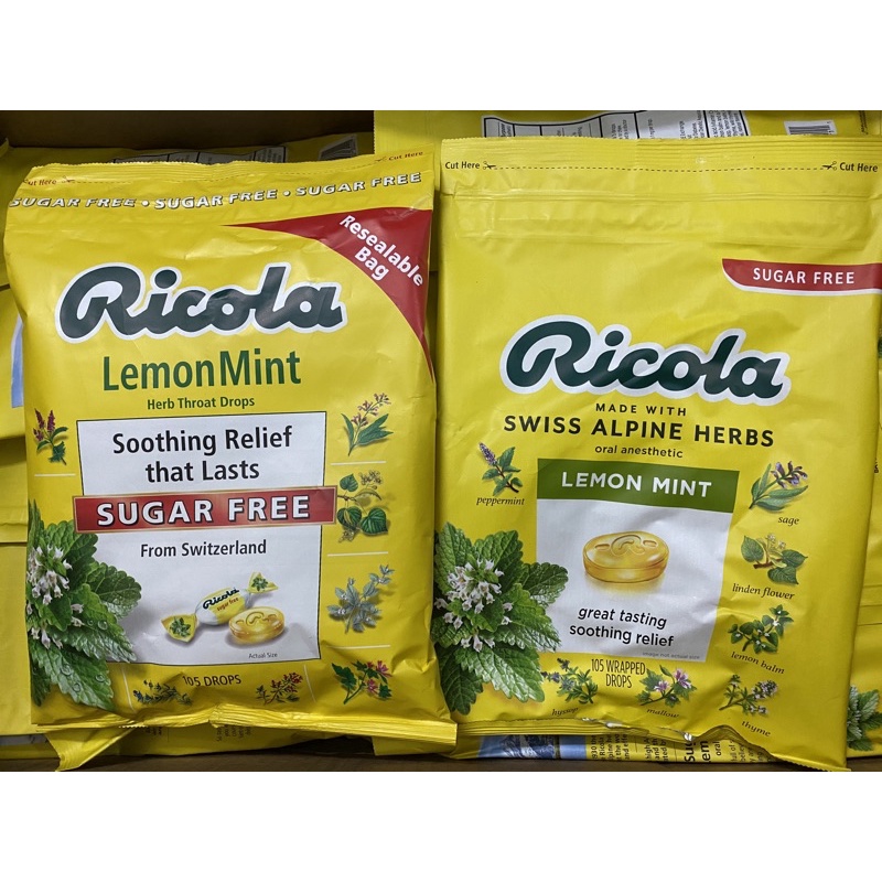 [Mã GROSALE giảm 10% đơn 150K] [Date 2024] Kẹo RICOLA LEMONMINT ngậm ho không đường 105 viên