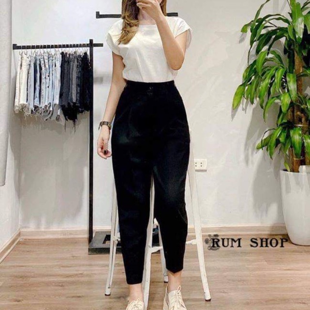 Set áo ba lỗ và quần baggy cạp cao