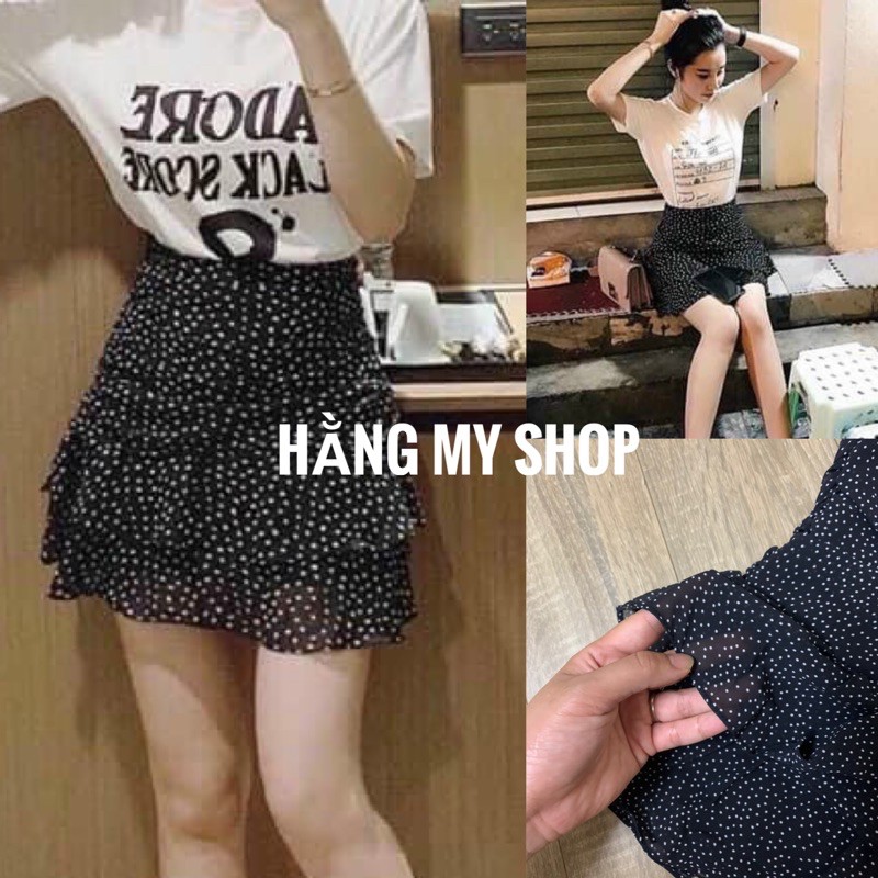 Chân Váy Chấm Bi Hàng Loại 1, Nhún Eo