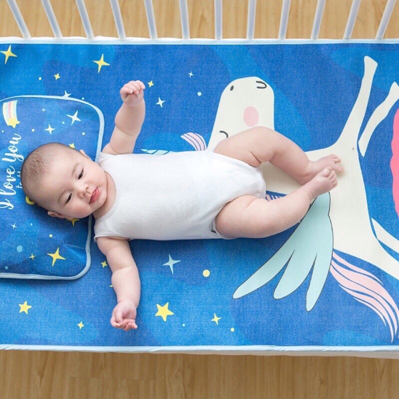 CHIẾU LỤA ĐIỀU HÒA 3D MUSLIN TREE KÈM GỐI THOÁNG KHÍ CHO BÉ SƠ SINH