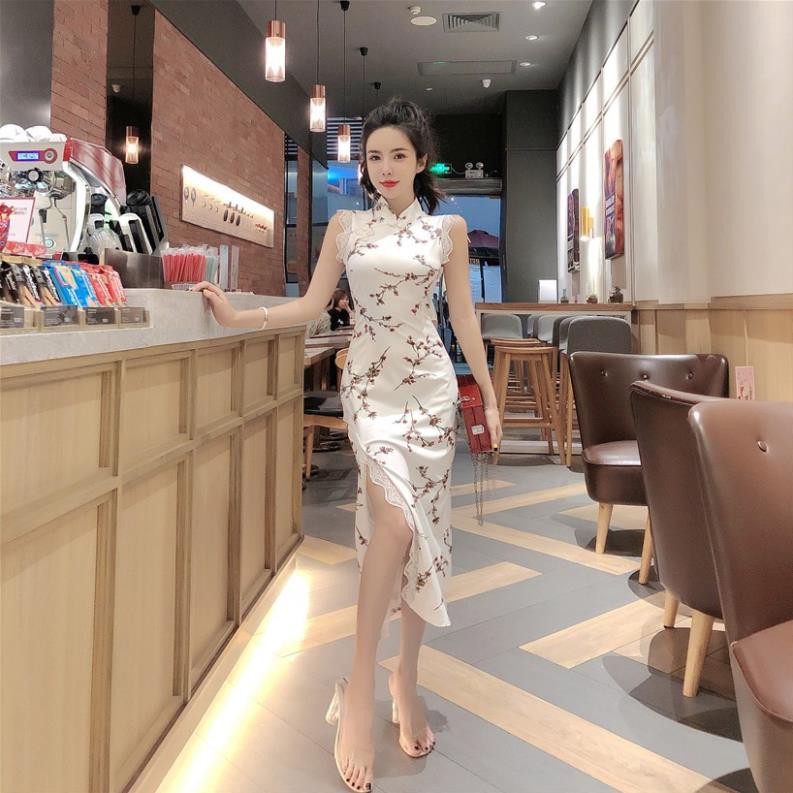 💥 [Có sẵn đủ size S M L ] Sườn xám cách tân Hoa Anh Đào không tay | BigBuy360 - bigbuy360.vn