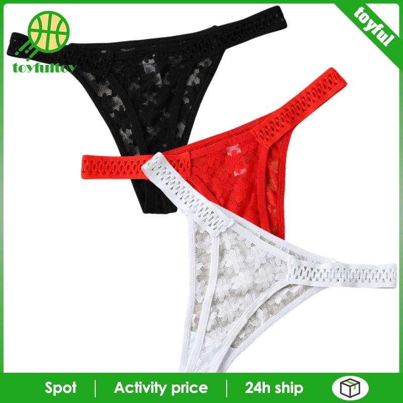 Set 3 Quần Lót Lưới Trong Suốt Lưng Thấp Thoáng Khí Cho Nữ
