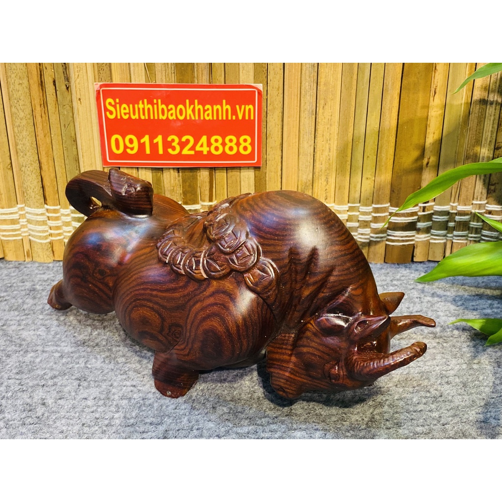 -Tượng bò tót gỗ Trắc cao cấp kt 20*9
