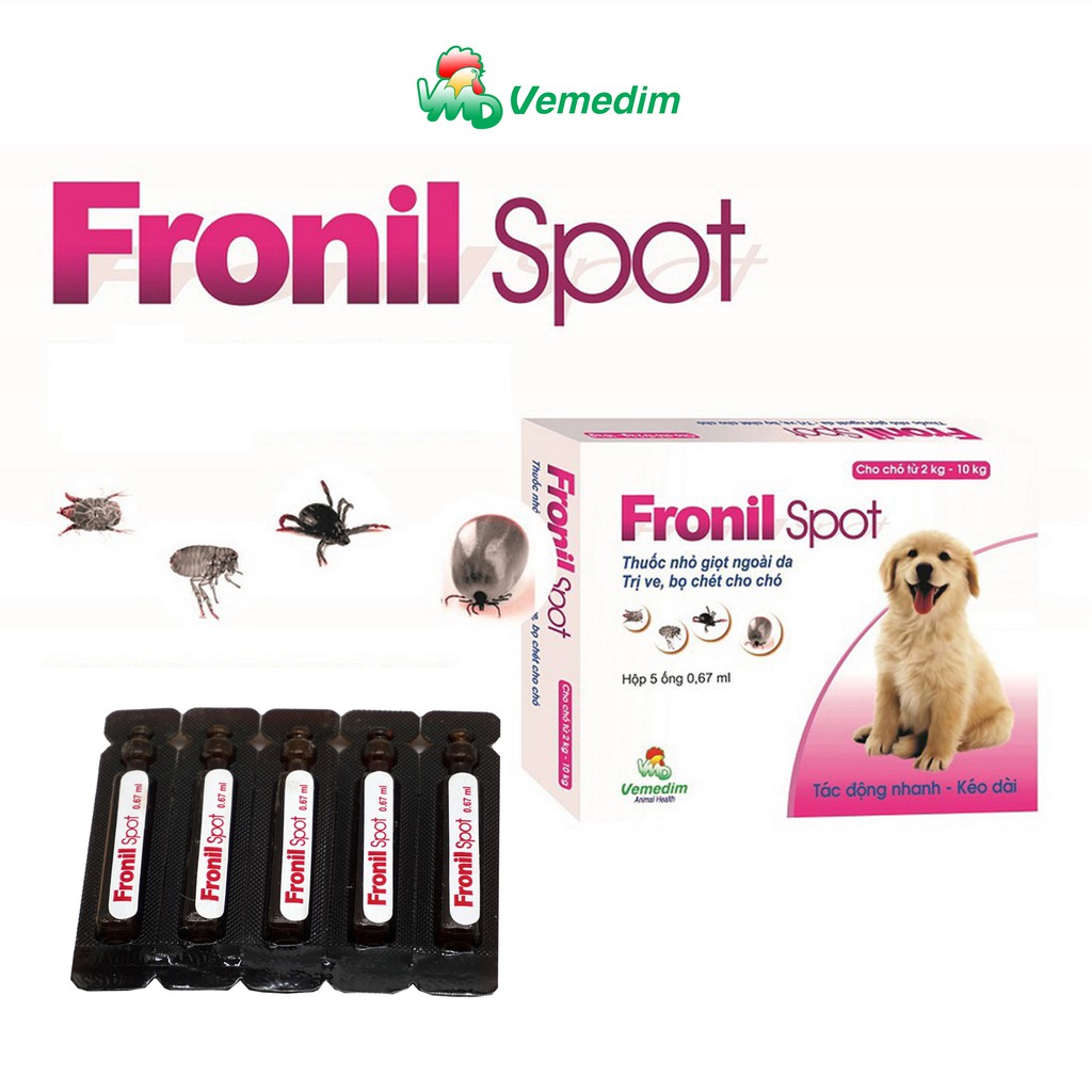 Vemedim Phòng và điều trị ve, bọ chét trên chó Fronil Spot 5 x 0.67ml