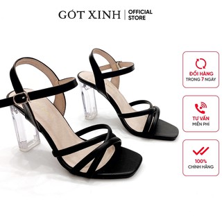 [Mã BMLT35 giảm đến 35K đơn 99K] Sandal cao gót nữ GÓT XINH GX274 quai ngang mỏng đế cao 7cm da mềm gót vuông