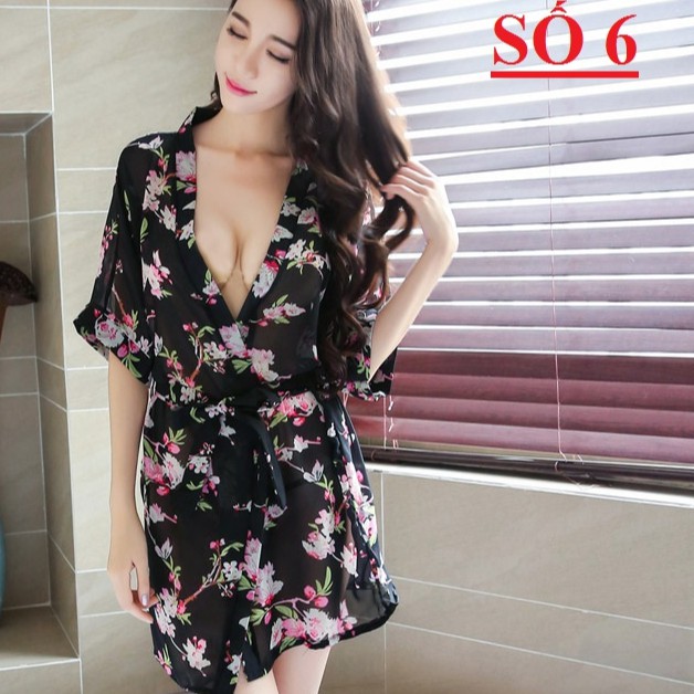 Váy ngủ sexy áo choàng ngủ 💝size tới 60kg💝 áo kimono chiffon hoa sexy gợi cảm AM100001 sale giá rẻ | BigBuy360 - bigbuy360.vn