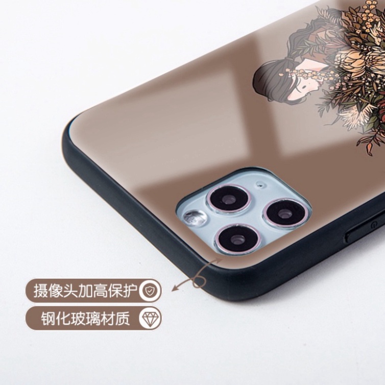 Ốp lưng iphone 6, 7, 8 Plus, X, XS, XR, XSMAX, 11, 11PRO, 11 PROMAX, 12, 13 PROMAX người con gái CẦM HOA BẰNG KÍNH PKVN