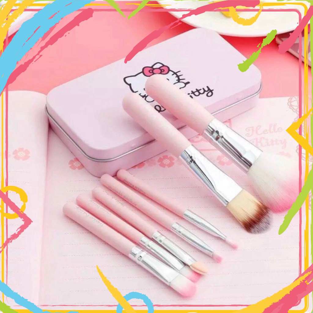 Bộ Cọ Trang Điểm 7in1 Hello Kitty Dễ Thương [SE2]