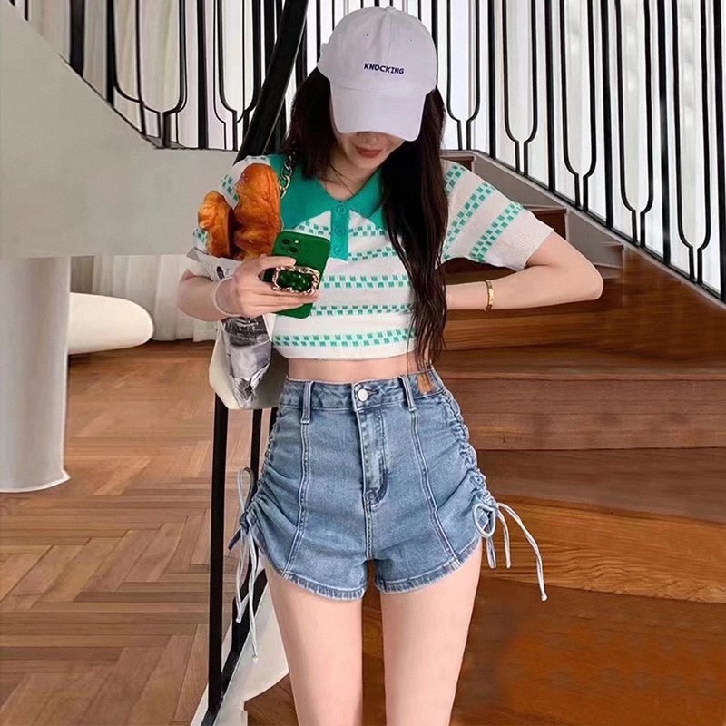 Quần Short Lưng Cao Rút Dây Kiểu Hàn Quốc Thời Trang Cho Nữ